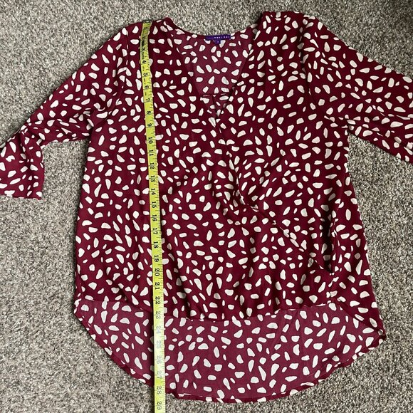 West Kei Allan Surplice Tie Sleeve High Low Blouse, Size M, Rust/Burgundy - Picture 9 of 13